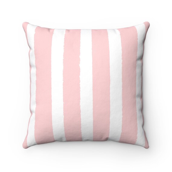 Outdoor Throw Pillow Blush Pink Stripe Patio Cushion