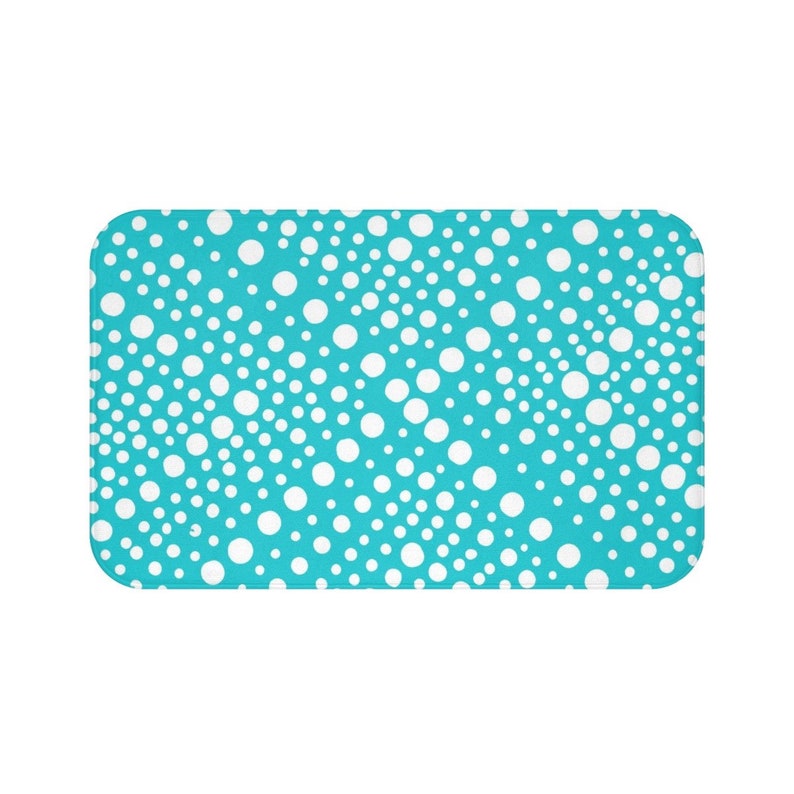 Aqua Bath Mat Turquoise And White X Dot Bathroom