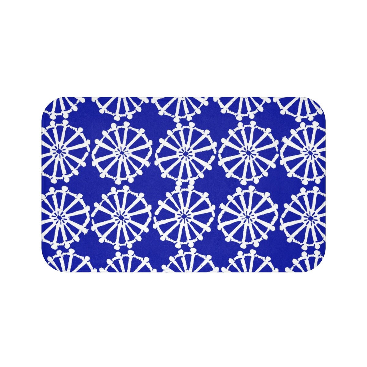 Azure Blue Bath Mat Blue And White Bath Mat Wheel Etsy