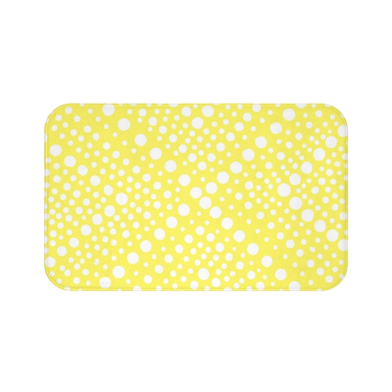 Lemon Yellow Bath Mat Yellow And White Bath Mat X Dot Etsy