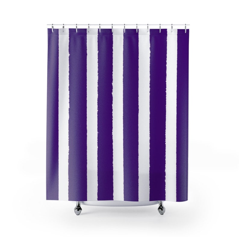 Violet Shower Curtain Purple Striped Shower Curtain Etsy