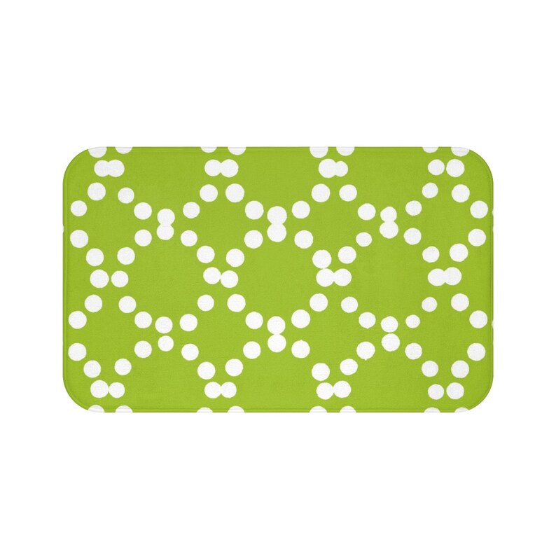 Lime Green Bath Mat Lime And White Bath Mat Ring Dot Etsy