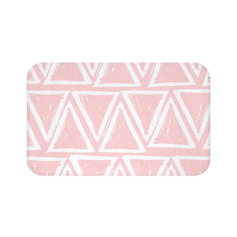 Blush Bath Mat Blush Pink And White Bath Mat Triangle Etsy