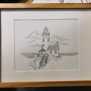Lighthouse Landscape Framed Artwork | Coastal Art | Nautical Art | Original Artwork