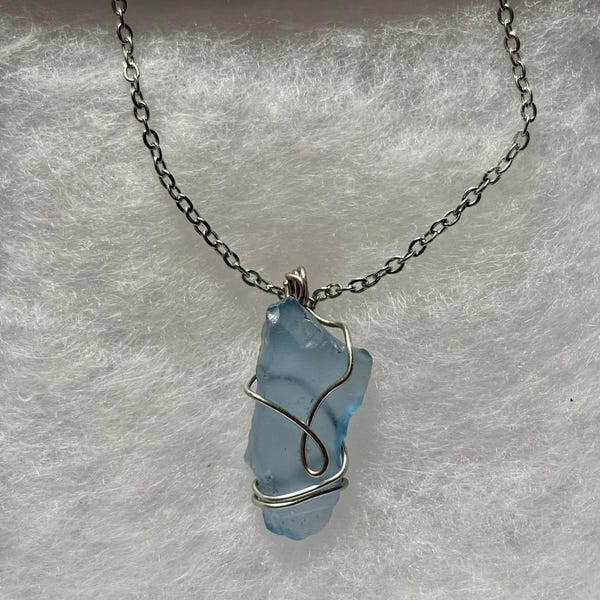 Maine Seaglass Necklace - Wire Wrapped - Dainty pendant - Beach Wedding - Mermaid Tears - Ocean Glass - Naturally Sourced Ethical Gemstones