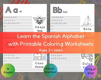 Spanish Letter Tracing and Word Recognition Coloring Printable Worksheet