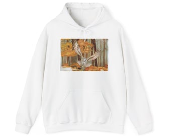 Wildlife Owls Unisex Hoodie, Cozy Aviary Sweatshirt, Nature Lover Gift, Owl Lover Apparel, Fall Fashion, Nature-Inspired Clothing