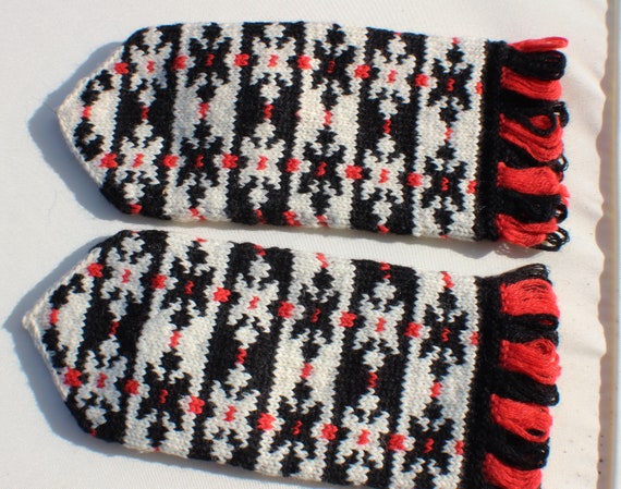 Hand Knitted Wool Mittens - Gloves Nordic: Latvia… - image 1