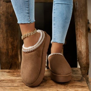 Dames kasjmier uggs (replica) - gezellige wintersneeuwlaarzen met dikke zool, ideale halve pantoffels voor warm vakantiecadeau voor haar