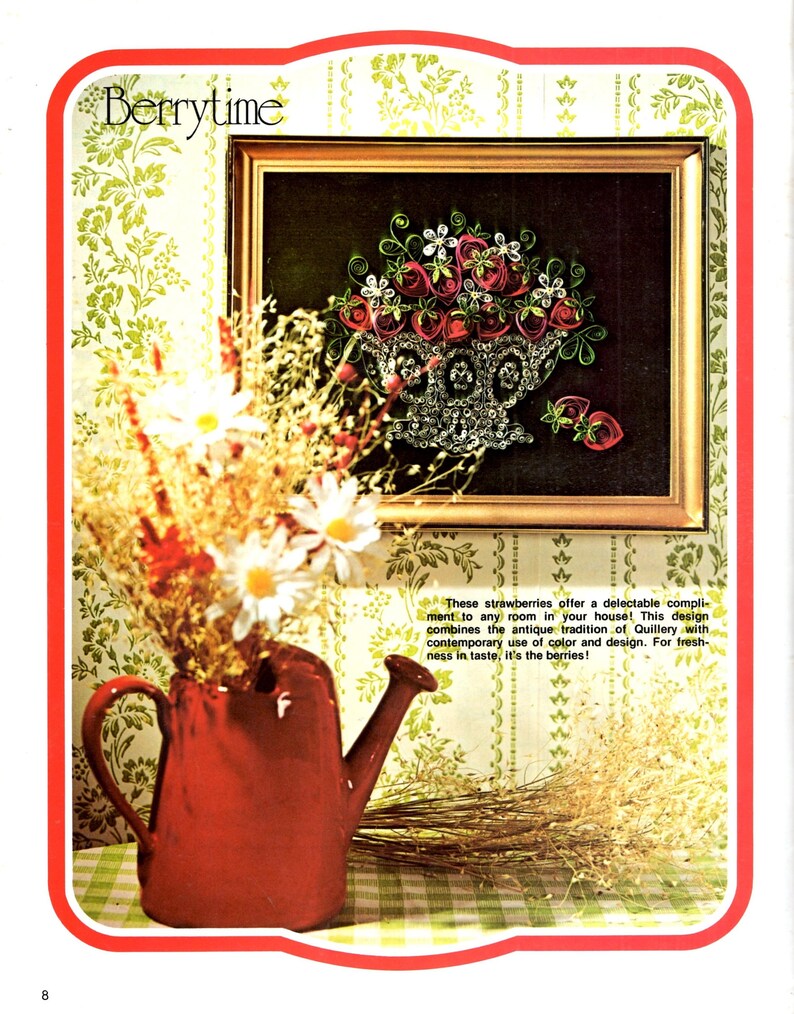 Concepts in Quillery Paper Curling Flower Basket Leaf Vine Birds Eggs Pictures Birth Wedding Announcement Learn How to Craft Pattern Leaflet