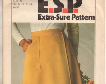 Misses Mock Wrap Skirt Waistband and Optional Pocket Adult Woman Sizes 10 12 14 Uncut Craft Sewing Pattern Simplicity 8112