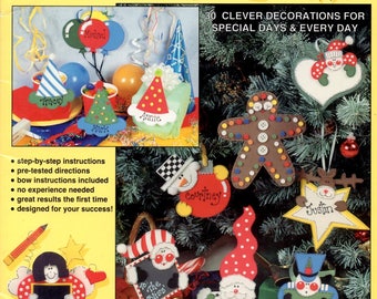 Quick and Easy Cuties in Craft Foam Gingerbread Boy Angel Blackboard Soldier Star Santa Claus Dog Party Hats Craft Pattern Leaflet HOTP 2103