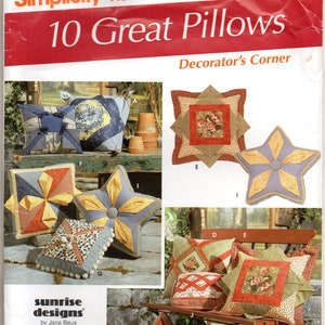 Ten Decorator Pillows Quilt Blocks Star Octagon Square Uncut Craft Sewing Pattern Simplicity 0680