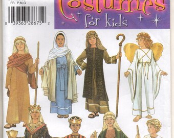 Nativity Costumes Shepherds Angel Three Kings Joseph Mary Boys and Girl Sizes Small Medium Large Craft Sewing Pattern Simplicity 4797