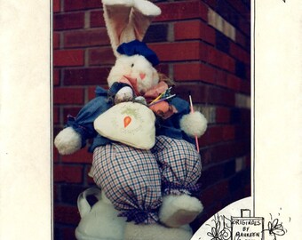 Rupert Rabbit Paint Company 18 Inches Tall Bunny With Paint Brushes Stuffed Animal Soft Sculpture Sewing Craft Pattern 101