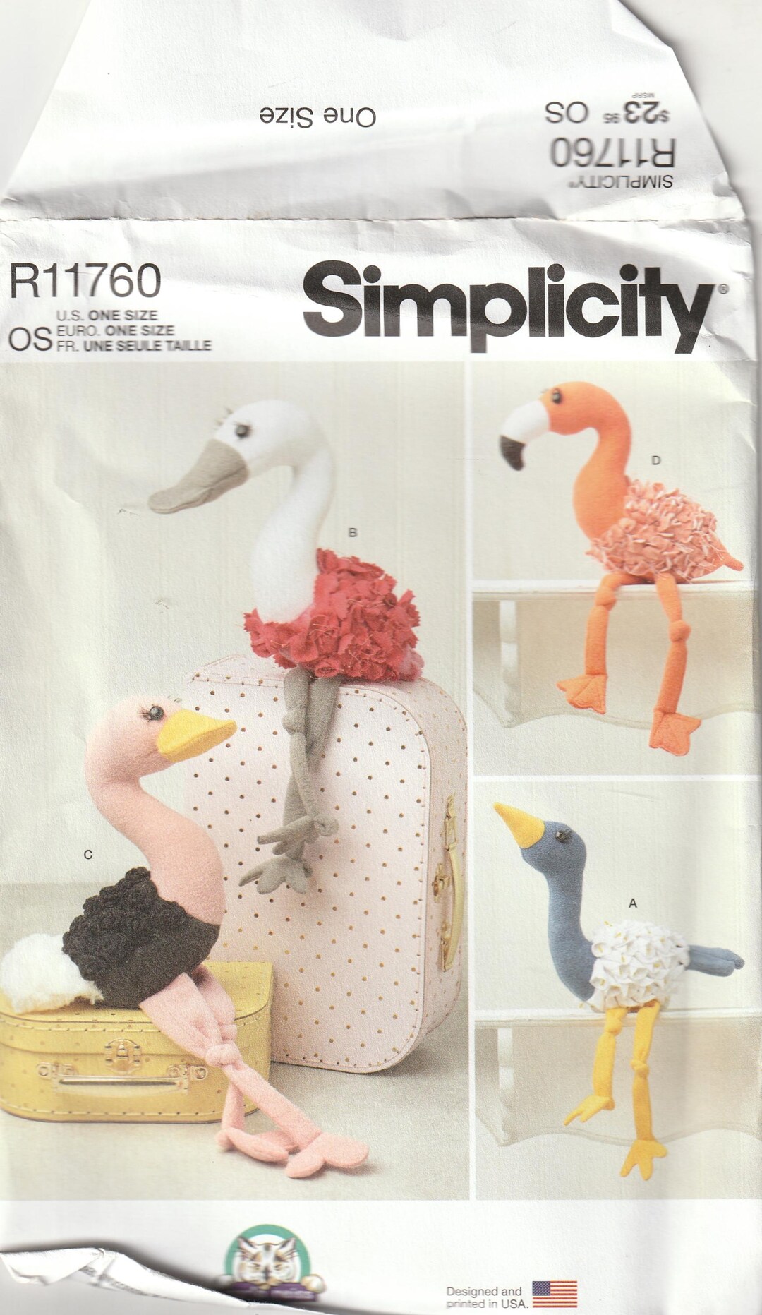 Decorative Plush Birds Crane Spoonbill Ostrich Flamingo Uncut Craft ...