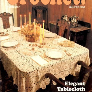 Hooked on Crochet 7 Teddy Bear Pineapple Motif Tablecloth Textured Afghan Woman&#39;s Mohair Jacket Craft Pattern Magazine Jan/Feb 1988