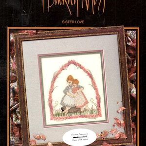 Sister Love P Buckley Moss 2 Girls Long Dresses Aprons Barefoot in Flowery Meadow Counted Cross Stitch Embroidery Craft Pattern Leaflet 131