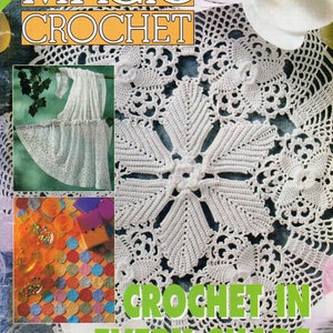 Magic Crochet April 2005 Doilies Afghans Pillows Tablecloths Purse Filet Lace Motifs Craft Spring Pattern Magazine No. 155