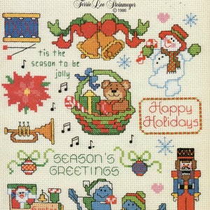 Christmas Caboodle Mini Series 4 Bells Horn Reindeer Santa Claus Counted Cross Stitch Embroidery Craft Pattern Leaflet Leisure Arts 432