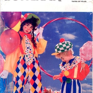 Boys Girls Clown Halloween Theater Costumes Pants Cap Visor Sizes Small Medium Large Extra Large Uncut Sewing Craft Pattern Butterick 6846