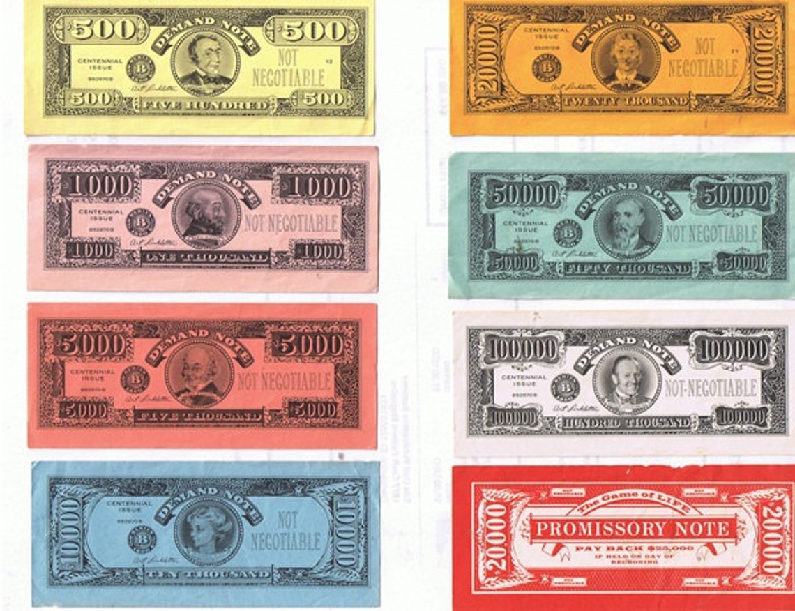 Game of Life More Than Seven Million Bucks Paper Play Money Etsy