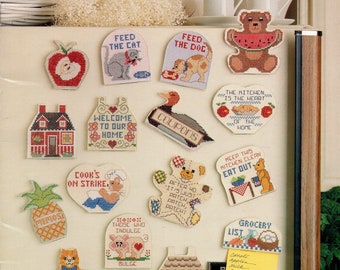 Fridgies Magnets Feed Dog Cat Grocery List Indulge Counted Cross Stitch Embroidery Craft Pattern Leaflet 3534