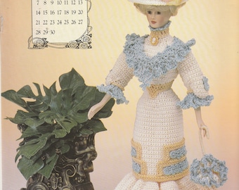 Miss April 1996 11.5 Inch Fashion Doll Outfit Slim Skirt Flared Hem Ruffled Collar Crochet Craft Pattern Leaflet