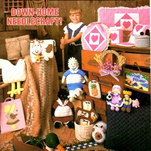 Annie's Pattern Club 39 Crochet Folk Dolls Farmer & Pig Girl and Lamb Skirt Vest Sewing Machine Cover Craft Pattern Magazine June/July 1986