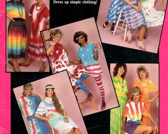 Fun in the Sun Learn How to Make Tie Dye Designs Fabric Pattern Techniques Star Stripes Circles Bands Colorful Clothes Craft Pattern Leaflet