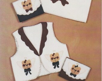 Littlest Angel Vest Bear or Cat and Purse Child Size 2 4 6 Craft Sewing Pattern