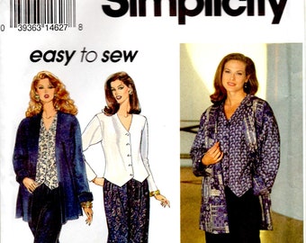 Misses Pants Pull On Side Seam Pockets Top Front Buttons Jacket Adult Woman Sizes Large Extra Large Uncut Sewing Pattern Simplicity 8667