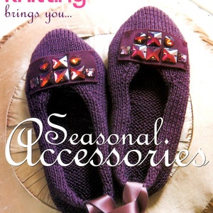 Knitting Brings You Seasonal Accessories Slippers Knee High Socks Clam Shell Beaded Purse Tree Ornaments Scarf Hat Craft Pattern Leaflet 45