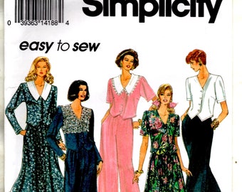 Misses Pull On Pants Skirt V-Neck Top Adult Woman Sizes 10 12 14 16 Uncut Craft Sewing Pattern Simplicity 8480