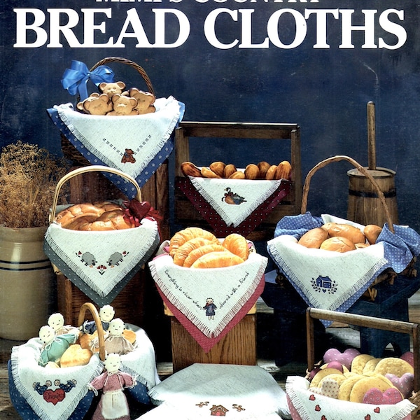 Mimi's Country Bread Cloths Teddy Bear House Rag Doll Counted Cross Stitch Embroidery Craft Pattern Leaflet Leisure Arts 514