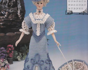 Miss May 1996 11.5 Inch Doll Outfit Long Dress with Lace and Overskirt Parasol Hat Crochet Craft Pattern Leaflet