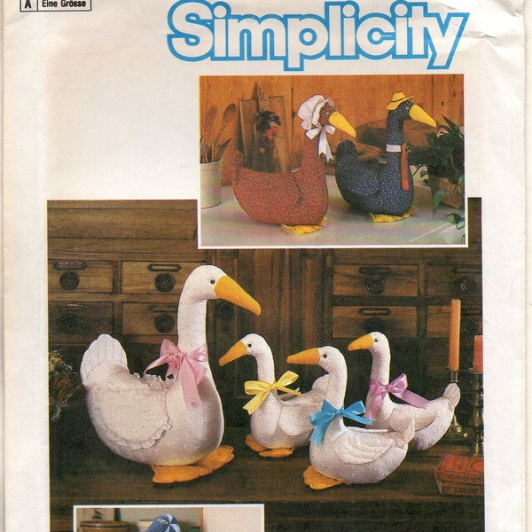 Large (18 x 13) and Small (11 x 8) Goose Sewing Pattern Stuffed Animal Simplicity 6721 No Clothes