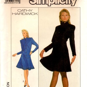 Misses Dress Long Sleeve Button Front Drop Waist Flared Skirt Adult Woman Size 20 Uncut Craft Sewing Pattern Simplicity 8793 Cathy Hardwick