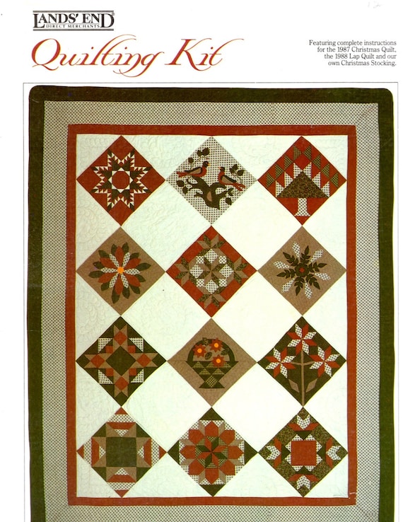 Lands' End Quilting Kit with 1987 Christmas Quilt and 1988 Etsy