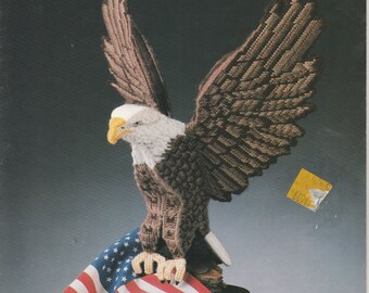 Sculptured Bald Headed Eagles Three Dimensional Plastic Canvas Needlepoint Embroidery Craft Pattern Leaflet 87B31