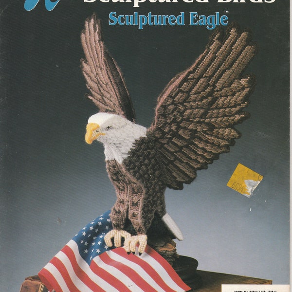 Sculptured Bald Headed Eagles Three Dimensional Plastic Canvas Needlepoint Embroidery Craft Pattern Leaflet 87B31