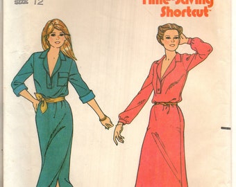 Misses Dress Pointed Collar Shaped Lapel Patch Pocket with Flap Adult Woman Size 12 Uncut Craft Sewing Pattern Butterick 6616