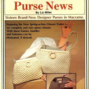 Macrame Purse News Clutch Shoulder Strap Evening Change Coin Eyeglass Case Learn How to Make Knots Vintage 1970s Craft Pattern Leaflet