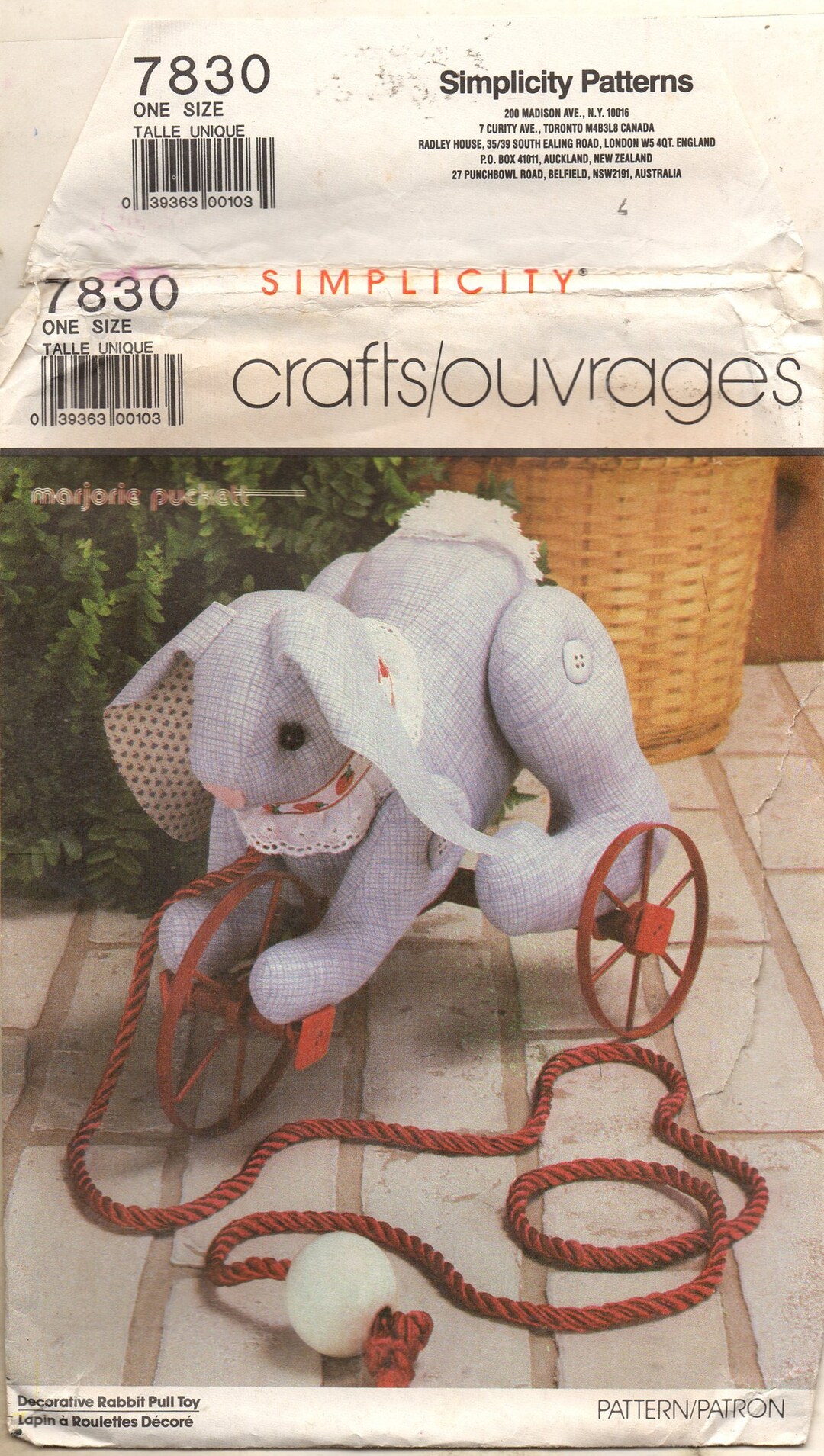 Simplicity Rabbit Patterns Decorative Stuffed Bunny Rabbit Approximately 9 Inches High Craft ...