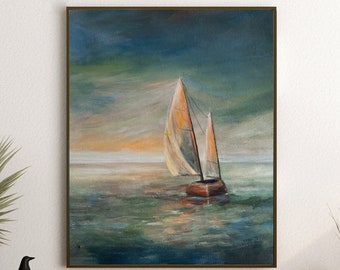 Sailboat Painting, Sail Boat Décor, Sailing Print Wall Art, Sailing Gift