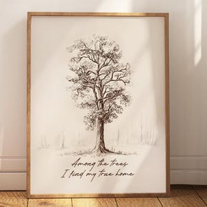 Oak Tree Charcoal Drawing: Vintage Nature Art (Digital Download)