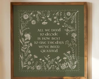 Time Quote, Inspirational Motivational Art Print, One Day at a Time, Green Square Folk Artwork