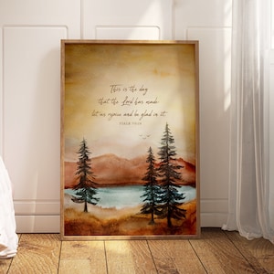 Scripture Watercolor Print, Psalm 118:24, This is the day that the Lord has made, Bible Verse Painting, Inspirational artwork gift