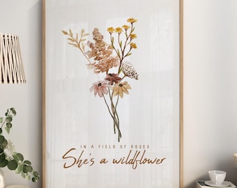 Wildflower Watercolor Art Print: Minimalist Girl Nursery Decor