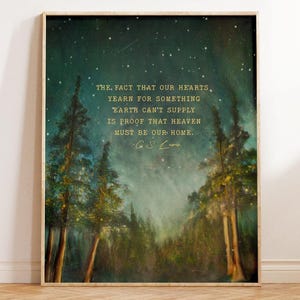 C.S. Lewis Quote Wall Print, Heaven Must Be Our Home, Christian Inspirational Watercolor Painting, Encouraging Art Gift Idea